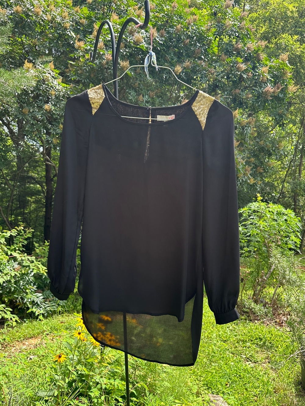 GB Black and Gold Sequin Blouse Top